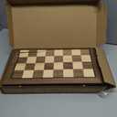 AMEROUS 15 Inches Magnetic Wooden Chess Set with 2 Extra Queens/Folding Board/Chess Pieces Storage Slots/Instructions, Portable Travel Chess Game for Beginner/Classic Board Game