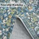 Washable 2x4 Entryway Area Rugs: Anti-Slip Thin Kitchen Carpet Indoor Light-Weight Doormat Ultra Soft Low Pile Nursery Room Rug Vintage Small Floor Mat for Hardwood Bedroom (2x4,Floral/Blue)