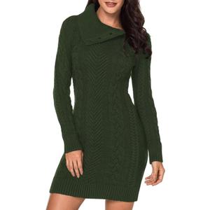BLENCOT Womens Turtleneck Long Sleeve Elasticity Chunky Cable Knit Pullover Sweaters Jumper S