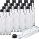Kingrol 18 Pack 8.5 oz Square Glass Bottles with Leak Proof Screw Caps, Hot Sauce, Oil, Vinegar, Syrup, Salad Dressing