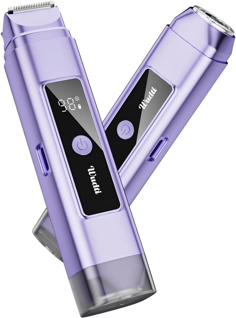 Bikini Trimmer for Women Electric Razors, Electric Razor 2 in 1 Shaver Pubic Hair, LED Display with IPX7 Waterproof - Rechargeable Lady Trimmer for Underarm Body Leg Face - Cobalt Blue