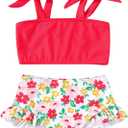YOUNGER TREE Toddler Girls Two Pieces Swimsuit Color Block Stripe Swimwear Summer Beach Bathing Suit 18M-5T (2-3T, Red#flower2)
