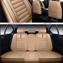 OASIS AUTO Car Seat Covers Full Set Premium Waterproof Faux Leather Cushion Universal Accessories Fit SUV Truck Sedan Automotive Vehicle Auto Interior Protector (OS-001 Tan)
