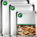 Stainless Steel Cookie Sheets for Baking Set of 3, Stainless Steel Baking Sheet, 9.3/12.5/16 Inch Sheet Pans, Non Stick, BPA Free, Dishwasher Safe, Durable and Easy Clean (Set of 3-9,12,16)