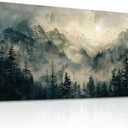 FUHAIHUA Canvas Wall Art For Living Room Large Wall Decor For Office Modern Bedroom Decorations Forest Fog Landscape Pictures Farmhouse Painting Artwork Wall Mural Aesthetic Home Decor 30x60 In (60L" x 30W")