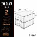 BINO | Stackable Storage Drawers, Small - 2 Pack, Clear | THE CRATE COLLECTION | Storage Bins With Drawers | Bathroom Organizers | Under Sink Organizer | Vanity Cabinet Home Organization