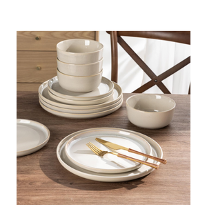 AmorArc Stoneware Dinnerware Sets for 4,Round Reactive Glaze Ceramic Plates and Bowls Set,Highly Scrath Resistant | Dishwasher & Microwave Safe Dishes Set,Service for 4 (12pc)