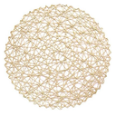 LuckyDream Round Paper Woven Placemats, 15-inch, Set of 12, Durable 100% Natural Paper Fiber, Decorative Rope Mesh Place Mats for Dining, Party and Wedding (Light Brown)