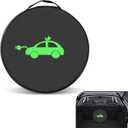 Car Tools Cable Bag, Waterproof Oxford Cloth Jumper Cable Bag, Portable EV Charger Storage Organizer, Cords Hoses Organizer with Handle for Car Trunk, Universal for Most Cars (Round) (1 PC)