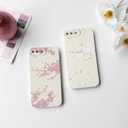 NITITOP Compatible with iPhone 7 Plus / 8 Plus Case Cute Aesthetic Cherry Blossom Pattern Design for Women Girls Soft TPU Shockproof Full Camera Protective Phone Cover - White