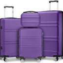 Kono 4 Piece Luggage Sets Expandable(only 28") Lightweight with Spinner Wheels TSA Lock Hardside Travel Rolling Suitcases 20in 24in 28in Carry on and 12in Mini Cosmetic Case Purple (4-Piece Set (12''/20"/24"/28"))
