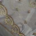 Amidoudou 1 Pair European Double Layer Curtains Luxury Embroidered Curtains for Living Room Bedroom (Grey,52x90 Inch)