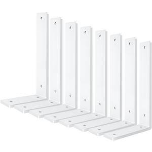 White Heavy Duty Shelf Brackets 10 Inch, 8 Pack Floating Shelf Brackets, L Wall Shelf Bracket for DIY Decorative with Mounting Hardware