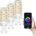 WiFi G9 Smart Bulb, LED Light Bulb, RGBCW, 3.5W=40W, Compatible with Alexa Google Home, Dimmable, Tunable White(2700k-6500k), Smart LED Bulb Remote Control, No Flickering, 3 Pack (G9-RGBCW-P3)