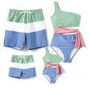 PATPAT Matching Swimsuits for Family One Shoulder Sexy Bathing Suit Pearly Subtle Shine Fabric Color Blocks Couples Matching His and Hers Swimwear One Piece Swimsuit for Women 2024 S