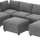 GarveeHome 138" Modular Sectional Sofa, 8 Seater Sectional Couch, U Shaped Sofa with Ottoman, Oversized Convertible Modular Couch for Living Room Apartment Office, Chenille Grey