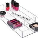 iDesign Clarity Plastic Divided Drawer Organizer, Storage Container for Vanity, Bathroom, Kitchen Drawers, 8" x 16" x 2", Clear,40850