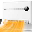 Wall Heater, Space Heater for Bedroom, 1500W PTC Fast Heating Electric Heaters for Indoor Use, 30 Oscillation, Adjustable Thermostat, 24H Timer, Remote Control, Desk or Wall Mounted Heater for Office