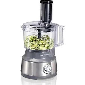 Hamilton Beach Food Processor & Vegetable Chopper for Slicing, Shredding, Mincing, and Puree, 10 Cups - Spiralizing, Silver