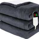 Premium Heated Throw Blanket 50"60" - Ultra Cosy Soft Electric Blanket with 8 Heating Levels,Plush Fast Heating Faux Rabbit Fur Blanket for Bed & Couch - Auto Shut Off,Machine Washable(Grey)