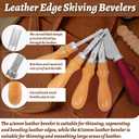 6 Pcs Leather Beveler Tools Set - 4 Size Edge Bevelers, Leather Cutting Knife, Beech Wood Edge Burnisher, Leather Crafting Tools for DIY Craft Work