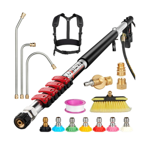 Pressure Washer Telescoping Wand, 24 ft, 4000 psi, Telescopic Spray Wand with Power Washer Extension Wands, Gutter Cleaner, Pivoting Coupler, 7 Spray Nozzle Tips and Adjustable Support Harness 