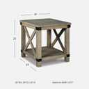 Signature Design by Ashley Aldwin Casual Farmhouse Rectangular End Table with Crossbuck Details, Metal Bracket Accents, Wood, 25" High, Weathered Gray, 26" W x 24" D x 25" H