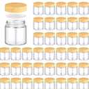 Norme 36 Pcs 4 oz Glass Jars with Lids Empty Small Glass Containers and Inner Liners Reusable Cosmetic Jars Round Airtight Bottles with Plastic Woodgrain Lids for Travel