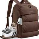 BAGSMART 30L Travel Backpack for Women, Carry on Backpack for Airplanes, Gym Backpack with Shoe Compartment, Lightweight Travel Bag Fits 15.6 Inch, Water-Resistant, Chocolate (Brown)