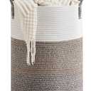 CLHMILY&Z 40L Laundry Basket Round Storage Rope Basket - 13x18 Inches - Laundry Hamper in Bedreoom and Mutil Storage Bin for Blankets, Toys, and Nursery Essentials (Brown & White)