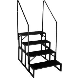 RV Steps with Dual Handrails, 4 Step Spa Hot Tub Steps with Anti-Slip Pedals, 400lbs Load Capacity, Universal Portable Mobile Home Stairs Steps for 5th Wheel RV, Spa, Porch, Pool, Travel Trailers