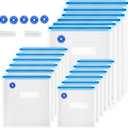 Sous Vide Bags 25Pcs, Reusable BPA Free Vacuum Sealer Bags Vacuum Food Storage Bag for Cooking/ Food Storage/ Microwave Heating - 3 Size 18Pcs Vacuum Zipper Bag & 5 Air Valves & 2 Seal Clips