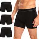Washable Incontinence Boxer Briefs for Men - Cotton Urinary Leakproof Underwear with Fly, Enhanced Front & Rear Protection 150 ml Absorbency (3 Pack, Black, L)