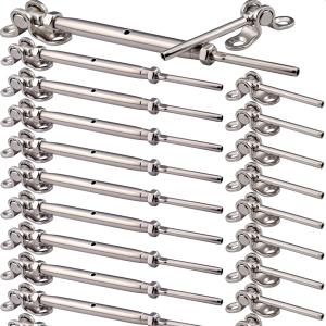 Cable Railing Hardware Kit, for 1/8" Cable Railing System of Wood Post, Adjustable Angle Swage Turnbuckle Tensioner 10 Pairs
