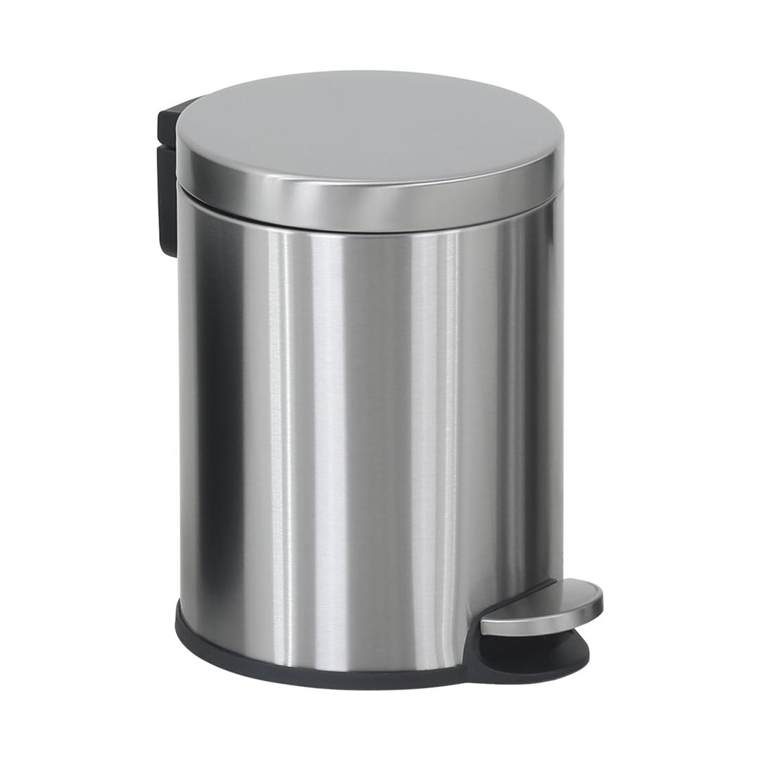 1.6 Gallon Kitchen Trash Can with Lid 6Liter Garbage Can with Removable Inner Bucket Pedal Soft Close&Stays Open Rubbish Bin Waste Bin for Bathroom Bedroom Living Room or Office,Stainless Steel(1)