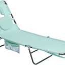 SUNNYFEEL Beach Lounge Chair, Backpack Reclining Beach Chairs Lay Flat, Sun Face Down Tanning Chair, Folding Camping Chairs Portable Camp Cot with Backpack Straps for Outdoor/Picnic/Lawn