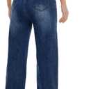 Women's Wide Leg Jeans High Waisted Baggy Straight Leg Loose Stretchy Casual Denim Pants (M)