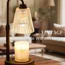 Candle Warmer Lamp with Timer Dimmable Crystal Vertical Stripe,Mothers Day Birthday Gifts for Women Mom, Adjustable Candle Warmer with 2 Bulbs, Black Candle Lamp for Jar Scented Candles, Home Decor
