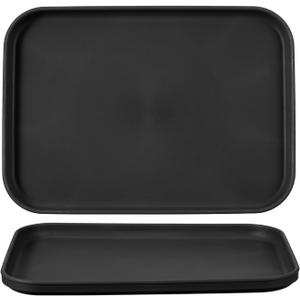 uxcell 2Pcs Fast Food Serving Trays, 9.4x6.8 Rectangular Reusable Restaurant Serving Trays for Kitchen Restaurant Coffee Fruit Burger Lunch Dessert, Black