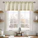 Linen Valance for Windows 2 Panels, Beige Rod Pocket Light Filtering Semi Sheer Soft Linen Window Treatment Drapes Farmhouse Burlap Rustic Curtains for Kitchen Living Room,54x15 inch