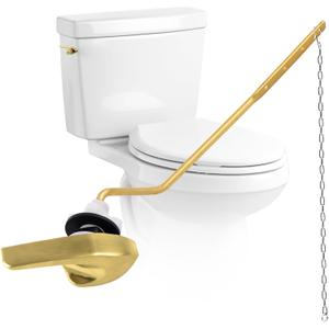 Universal Brushed Gold Toilet Handle Replacement Kit, Side/Angle Mount Toilet Flush Handle Compatible with Kohler K-GP30324-CP/TOTO/American Standard, Stainless Steel Flapper Chain