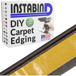 Instabind Carpet Binding - Regular Style & Rug Edge Binding, Ideal for Area Rugs, Durable Hold, DIY Carpet Finishing Edge - Graphite, 54 ft Rolls