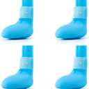 Fdceligoo Rubber Dog Boots, Durable Paw Protectors with Adjustable Straps & Non-Slip Sole, Waterproof Dog Shoes for Hot Pavement, Easy On & Off Silicone Booties (Blue, S, Only Suit for Small Dogs)