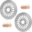 Front Brake Rotors Pads Set for Harley Davidson Electra Glide for Road King for Road Glide for Street Glide, for FLHR,FLHRI/FLHT/FLHTI/FLHTCU/FLHTC/FLHX, 2000-2007, 11.5" 2pcs