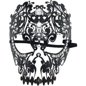 Sheliky Masquerade Mask for Women Men Mardi Gras Halloween Costume Masks Christmas Cosplay Metal Party Masque (Black)