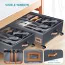 Under Bed Shoe Storage with Wheels, Set of 2, Fit 12 Pairs, Dorm Room Essentials, Shoe Organizer Under Bed Solution with Clear Window, Breathable, Shoe Organizer for Closet (black)