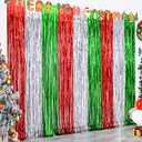 LOLStar 5 Pack Christmas Foil Fringe Curtains Decoration 3.3 X 6.6 ft Red Silver Green Tinsel Fringe Photo Backdrop Streamer for New Year, Ugly Sweater Party