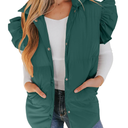 Valphsio Women's Puffer Vests Ruffle Sleeve Winter Button Down Padded Gilet with Pockets, S