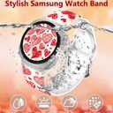 Valentines Day Watch Bands Compatible with Samsung Galaxy Watch 8 40mm 44mm /8 Classic 46mm (22mm Pattern Silicone Strap with Stainless Steel Adapter) Red Heart 20mm