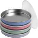 Elk and Friends 7.8 Stainless Steel Non Divided Plates with Silicone Sleeve + Storage Lid | Baby, Toddler, Kids | Dishwasher Safe | Dinner & Snack Plates | 4 Pack (SAGE/BLUSH/LILAC/MISTY BLUE)